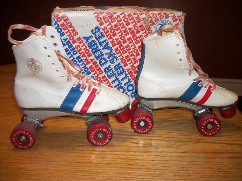 Vintage Roller Derby Skates Red White Blue with Urethane Wheels (Size 3)