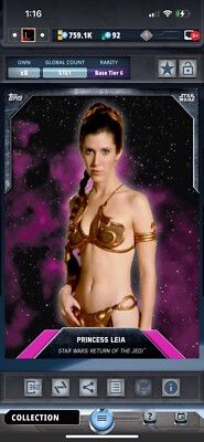 Topps Star Wars Card Trader 2016 Base Series 3 Tier 6 Princess Leia Slave Pink