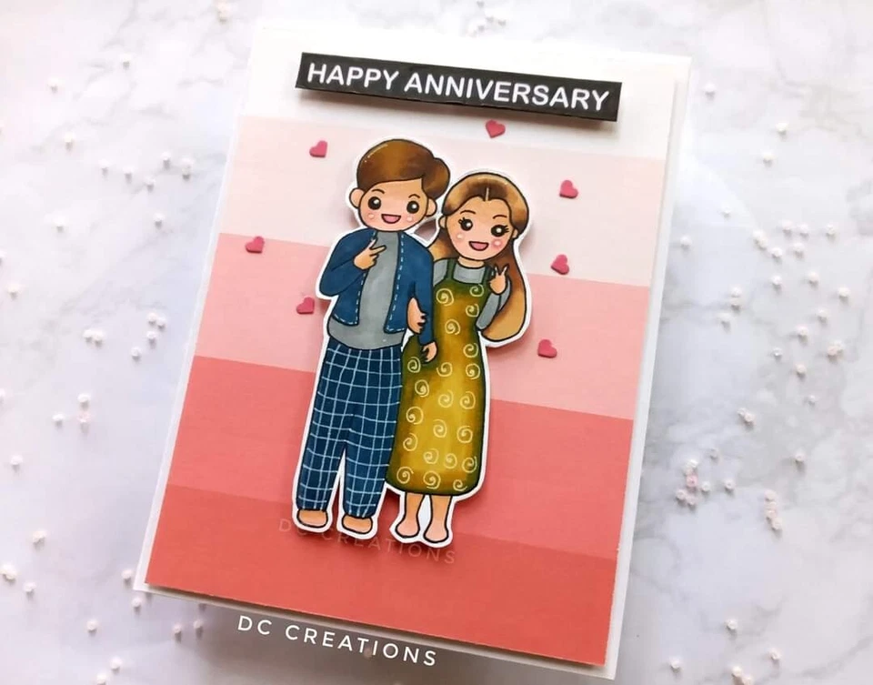 Stampin' UP! Handmade Card Anniversary Card Stamped Greeting Card with Envelope - Image 2 of 3