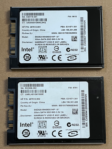 2 x INTEL SSD SSDSA1M080G1HP 80GB 1.8" Micro SATA 3Gb/s For Lenovo Laptop SSD - Imagen 3 de 3