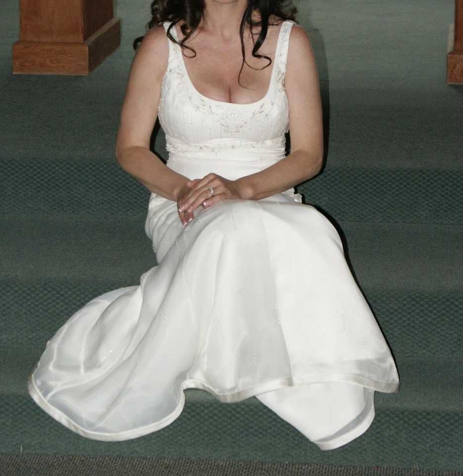 WOW $1,100 изящный дизайнер шикарный Landa кремовое свадебное платье размер S маленький 10 L@@K! - Изображение 2 из 4