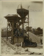 Press Photo General view of twin, three-story automatic concrete mixer