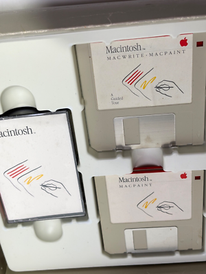RARE 1984 Macintosh 128K M0001 MacWrite MacPaint BOX Set! 1st Mac