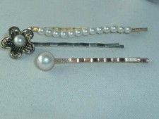 FAUX PEARL BOBBY PINS HAIR UP DO HAIR ACCESSORY LOT OF 3