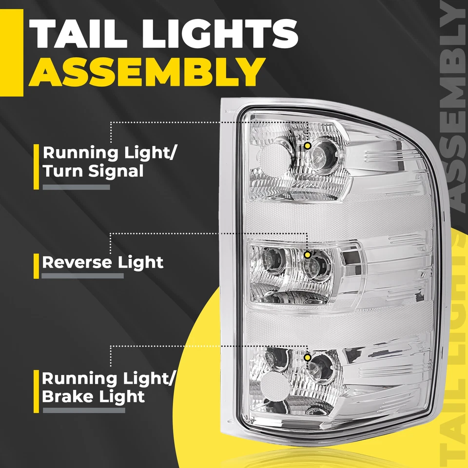 Luces traseras lámparas para camioneta Chevy Silverado 2007-2014 con bombillas cromadas transparentes Foto 4 de 4