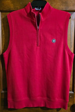 Fennec Mens Sleeveless 1/4 Zip Red Golf Vest - Size Medium