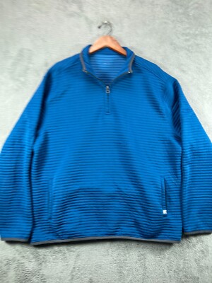 OCEAN & COAST Mens XL Jackets Blue Ribbed Pullover 1/4 Zip Collar Anorak Pockets
