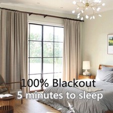 100 Blackout 106inches Height Bedroom Solid Color Curtain