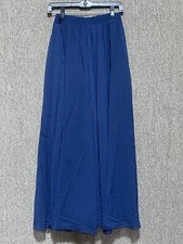 v28 Women Full/Ankle Length Elastic Pleated Maxi Chiffon Long Skirt Large Navy