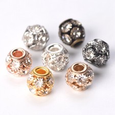 10pcs Round Crystal Ball Gold/Silver 8mm 10mm 12mm Metal Loose Spacer Beads