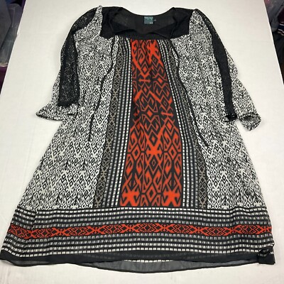 3/4 Sleeve Print Knee Length V Neck Shift Dresses 3/4 Sleeve Print Knee Length V Neck Shift Dresses