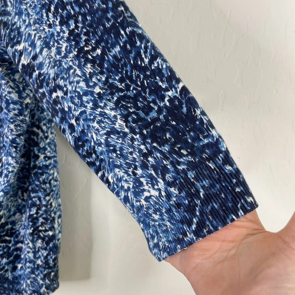 Talbots Womens Cotton Button Up Cardigan Sweater Size 1X Artsy Lightweight Blue - Image 4 of 4