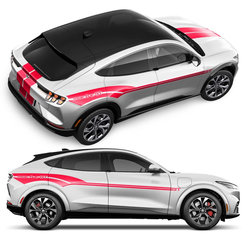 Juego de rayas de carreras estilo GT Shelby, para Ford Mustang Mach-E 2020-2025 Foto 3 de 4