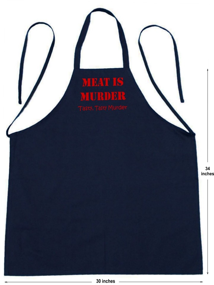 Meat Is Murder Barbecue Aprons Funny, Novelty Grilling Aprons, Funny