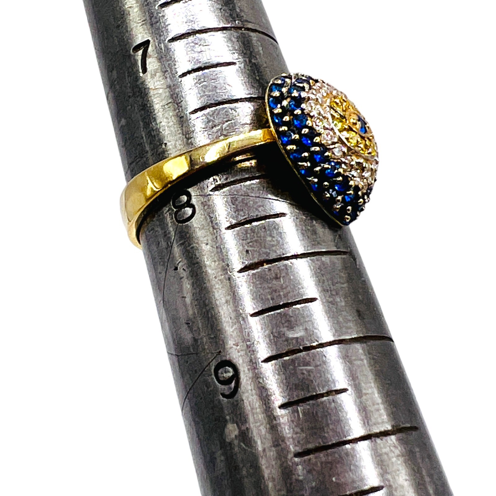 Solid 14k Yellow Gold Evil Eye Multi Gemstone Clu… - image 9