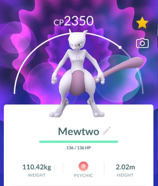 Pokémon Go Mewtwo, Shiny Mewtwo Moveset Shadow Ball-Psystrike