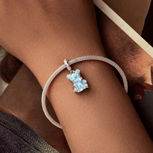 Bisaer Trendy 925 Sterling Silver Dreamy Bear Pendants Charm Fit Bracelet Gifts - Picture 21 of 31