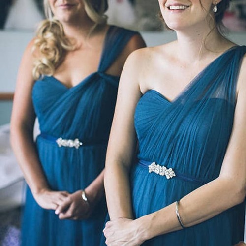 Small Silver Crystal Bridesmaid Sash 