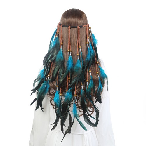 Boho Women Headband Hippie Feather 