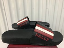 NEW Bally Saxor Slide Sandal 199 Black Garnet Red US 8 UK 7 619588 Mens ITALY