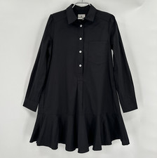 Tuckernuck Women's Black Callahan Shirt Dress Ruffle Hem Swing Style sz M NWOT