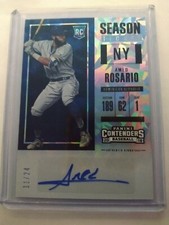 Amed Rosario 2018 Panini Contenders Auto Blue Cracked Ice 11/24 RC