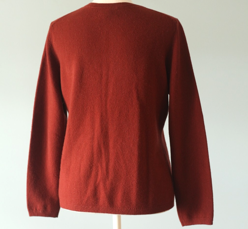 Lands' End Size Small Pet 6-8 100% Cashmere Button Cardigan Rust Red - Picture 5 of 22