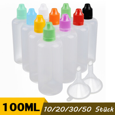 10~50x 100ml Leerflasche Tropfflaschen Dropper Bottle Liquidflaschen + Trichter