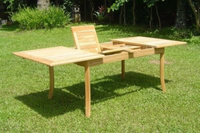 7-Piece Outdoor Teak Dining Set: 94'' Rectangle Ext Table, 6 Armless Chairs Devon