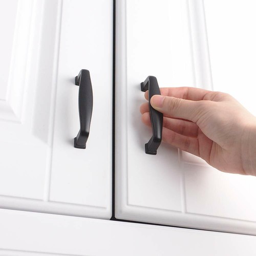 Matte Black Cabinet Pulls *Windsor Collection* Kitchen Bath Handle Knobs Modern - Picture 8 of 21