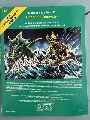 Advanced Dungeons & Dragons Dungeon Module U2 Danger at Dunwater 9064