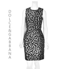 DOLCE & GABBANA  Gray & Black Leopard Print Sleeveless Peplum Dress SIZE 2