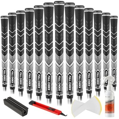 Rubber Golf Grips 13 Pack, High Standard White (13 Grips with Solvent Kit)