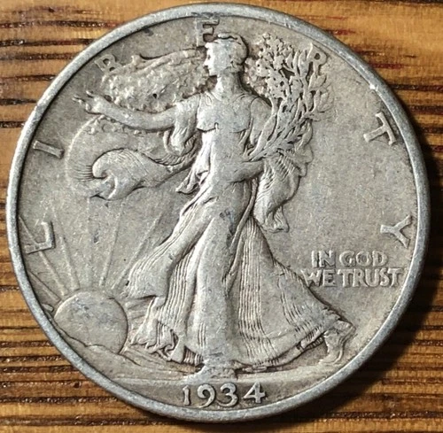 1934 P Walking Liberty Silver Half Dollar- Nice VF quality Coin - FREE SHIPPING