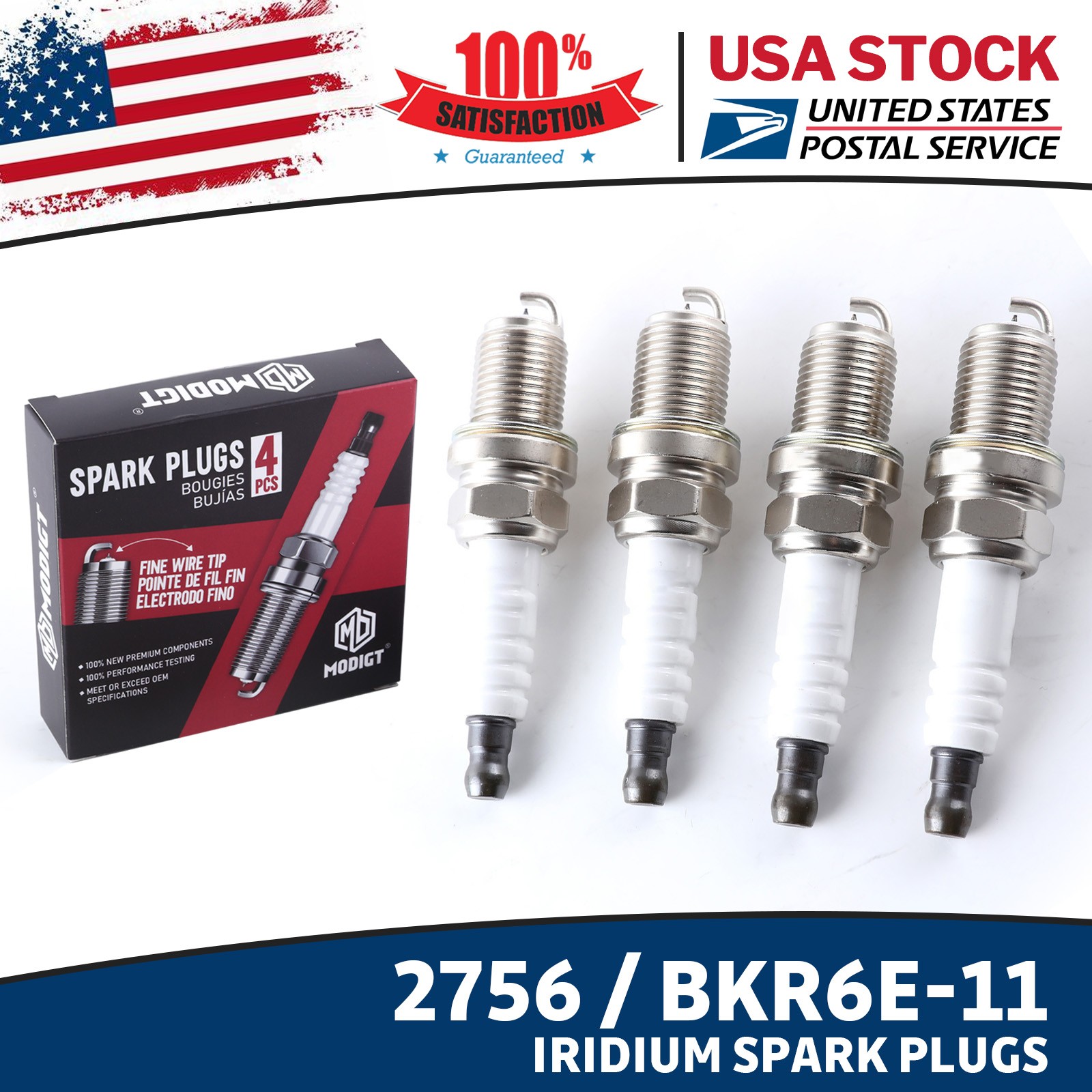Direct Fit For Kia Isuzu Toyota Spark Plug x4 OEM Replace For NGK 2756/BRK6E-11