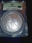 2024 1 Oz American Silver Eagle Coin CAC MS70 Gem UNC First Delivery