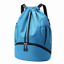 Sports Drawstring Backpack - String Swim Gym Bag with Shoes Compartment and W...