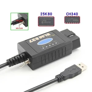 V1.5 ELM327 USB modifié pour Ford ELMconfig HS-CAN / MS-CAN Forscan OBD2 Scanner