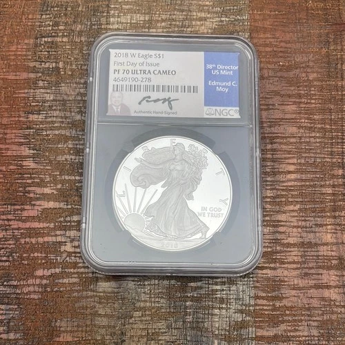 2018-W $1 American Silver Eagle ~ FDOI ~ NGC PF70 Ultra Cameo ~ Moy signed