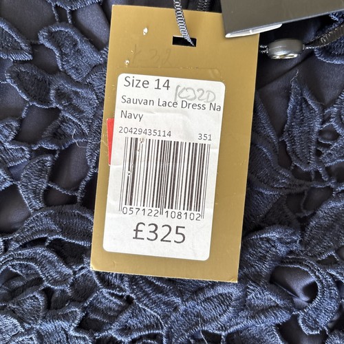 Stunning Phase 8 Dress. Navy Lace With Beaded Waist. 14. RRP £325 - Picture 3 of 11