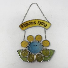 Stained Glass Dais Flower Suncatcher Hanging Art Leased Welcome Spring VTG Style