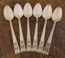 Oneida Coronation Set of 6 Teaspoons Spoons Community Silverplate Flatware Lot X