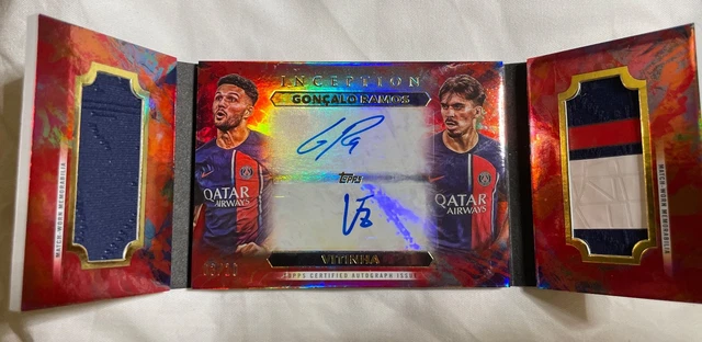 2023-24 Topps Inception PSG Dual Auto Booklet Relic Gonçalo Ramos Vitinha /10