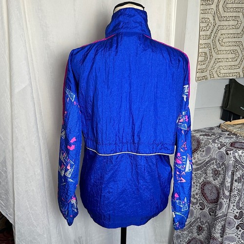 Vintage ASICS 90’s Windbreaker Athletic Track Jacket Y2K Blue Pink & Purple - Picture 2 of 16