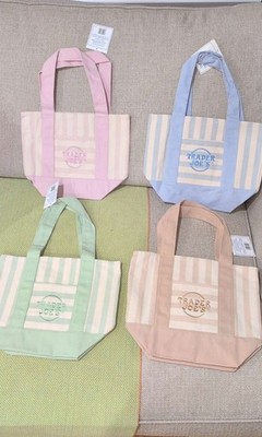 BRAND NEW Trader Joe's Mini Canvas Tote Bags - set of 4 bags (WITH TAG)