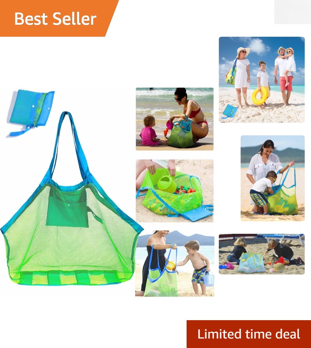 Lightweight 18x18 Mesh Beach Tote - Easy Rinse & Versatile for Any Adventure