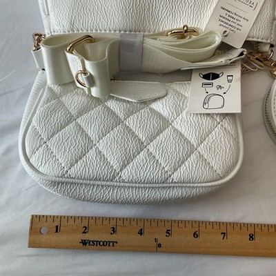 Urban Expressions Purse Handbags White Sinclair Strap Zip Vegan