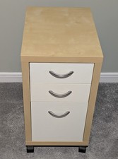 IKEA MIKAEL 3 Drawer Pedestal in Birch Effect with White