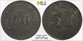 WW1 oficial campo de prisioneros POW Camp 5 peniques PCGS MS64 Menzel 2628.5 Berxen