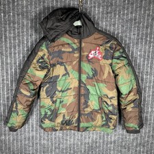 Jordan Jacket Boys Large 12-13 YRS Green Camo Winter Puffer Hooded Nike Air